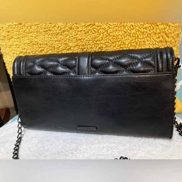 EUC - Rebecca Minkoff leather quilted crossbody purse with black/gold dust bag - Picture 4 of 16